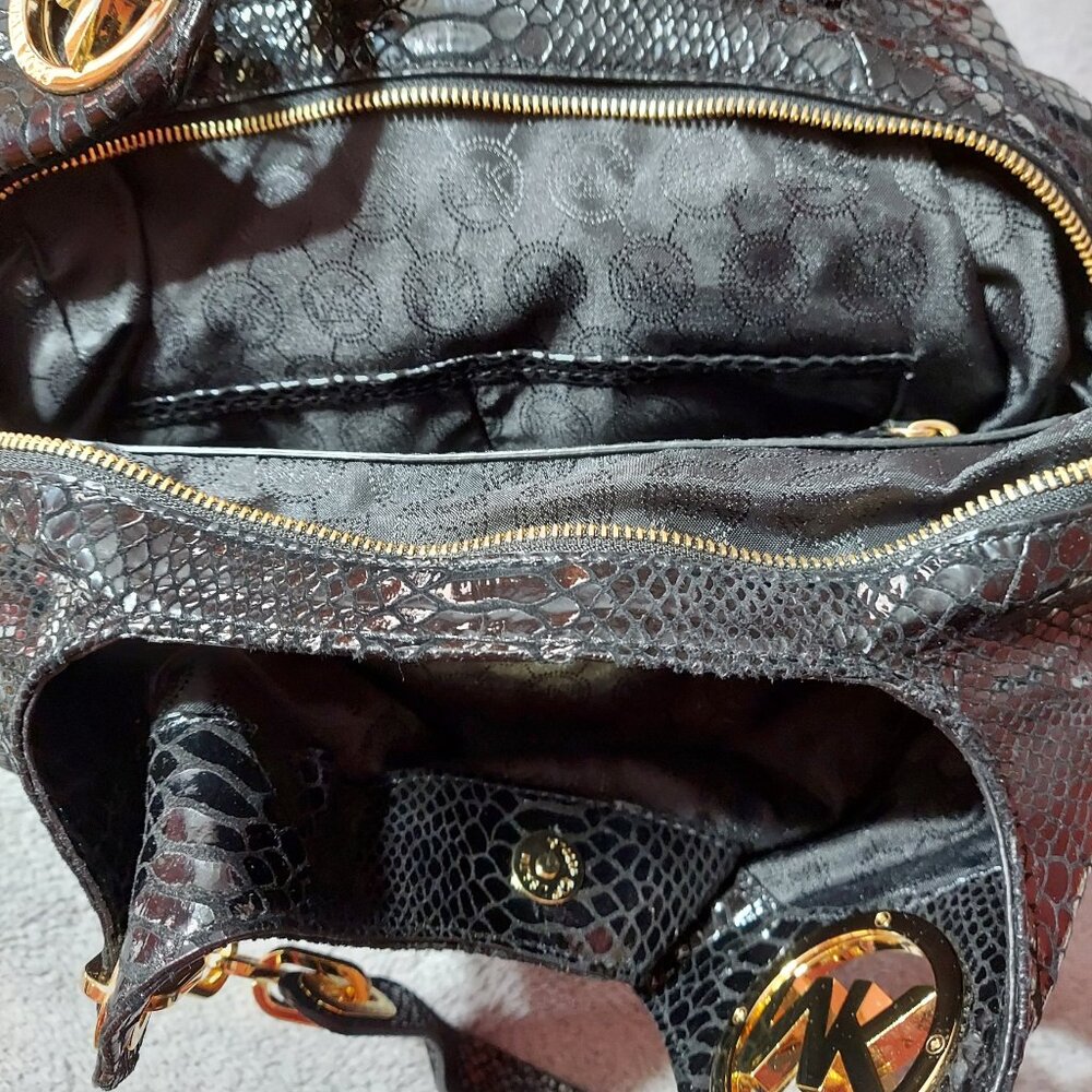 Michael Kors Black Leather Python Design Shoulder… - image 2